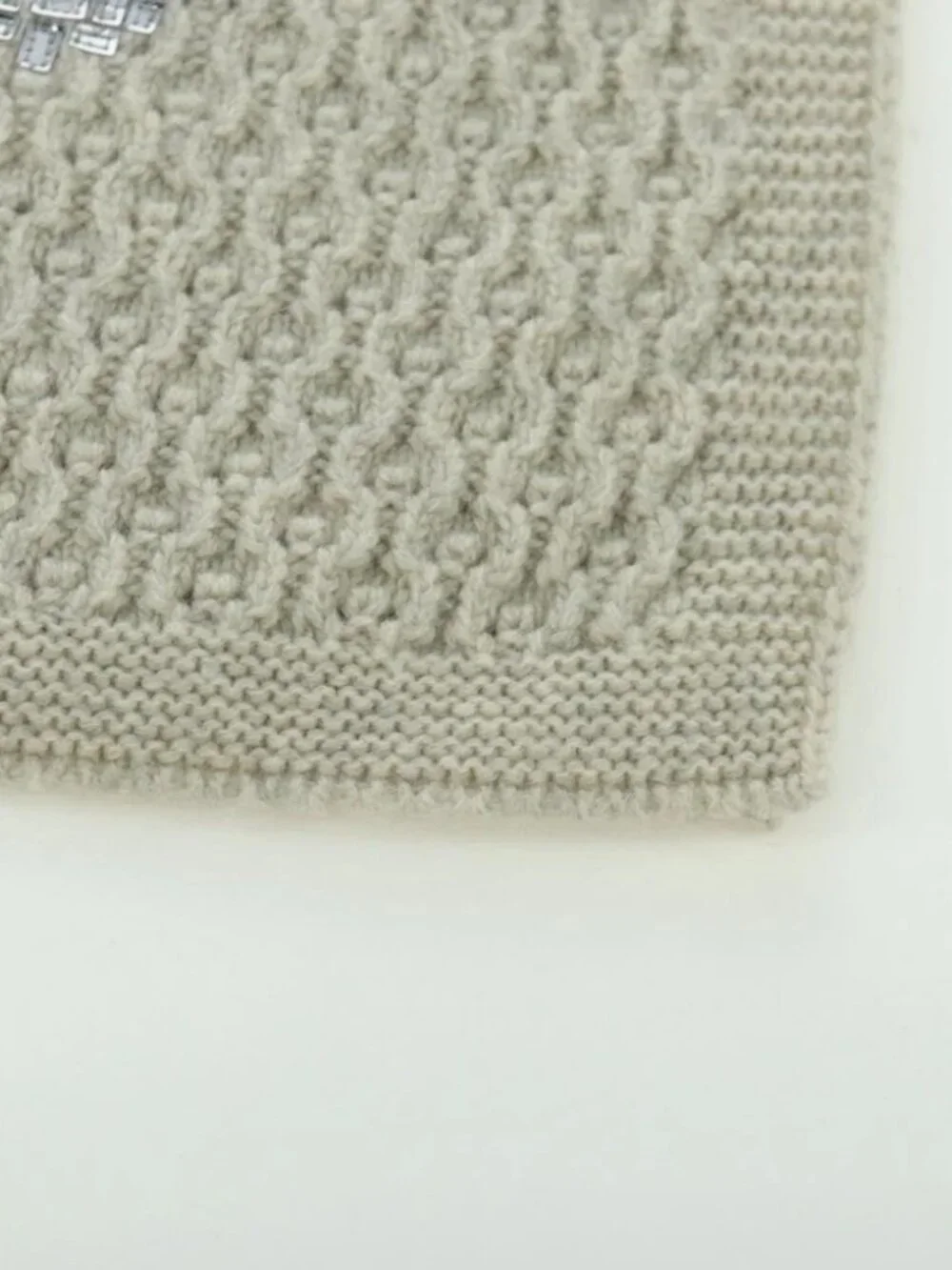 CHANEL COCO Mark Scarf Cashmere Beige Silver CC Auth BA11371V